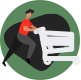 Ilustração homem com carrinho de compras